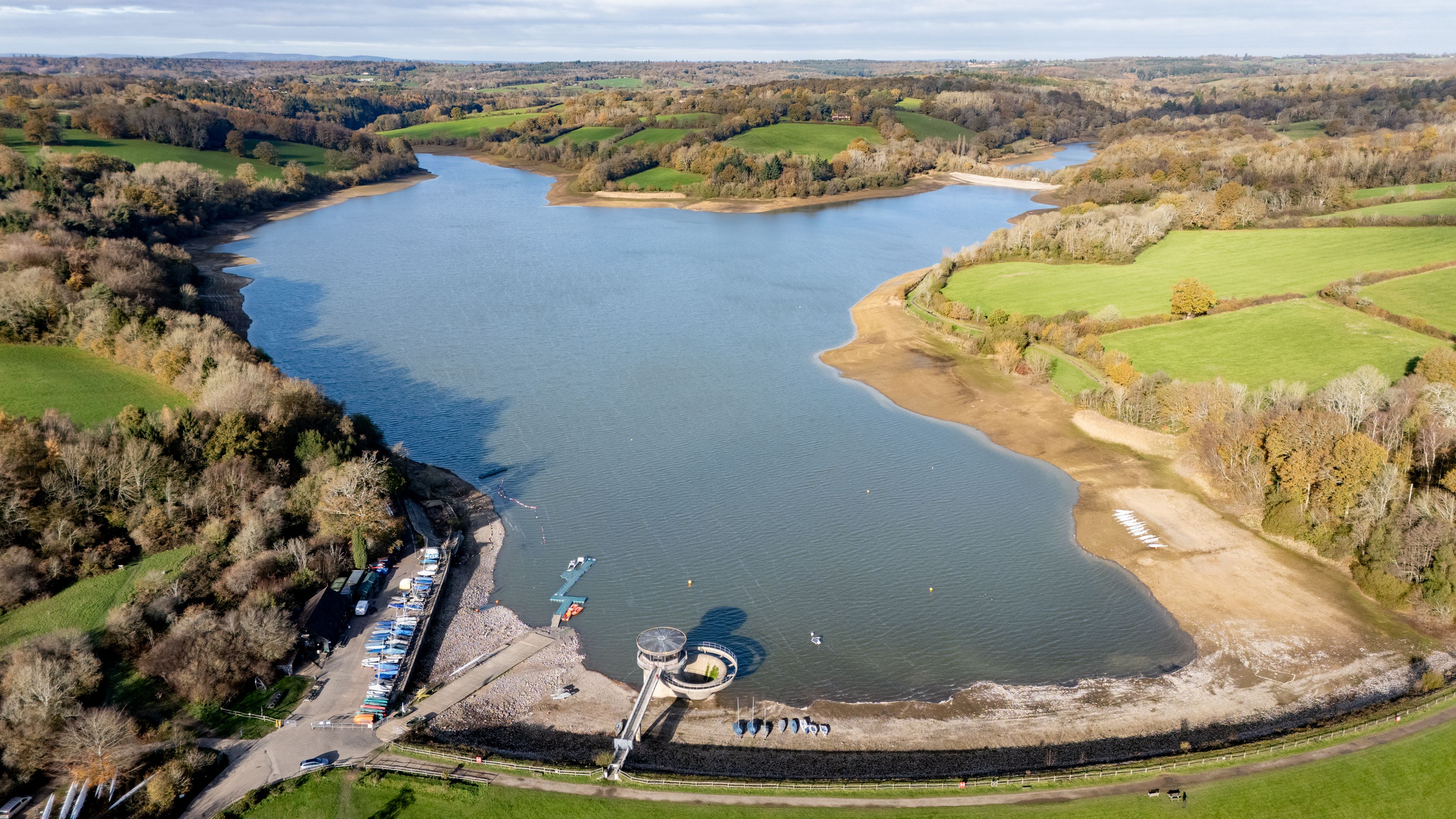 Photo from birds eye view of Ardingly Reservoir on 20 November 2025.