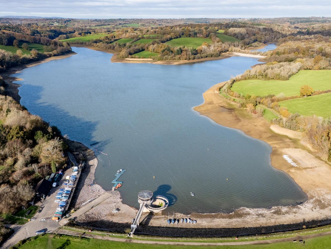 Photo from birds eye view of Ardingly Reservoir on 20 November 2025.
