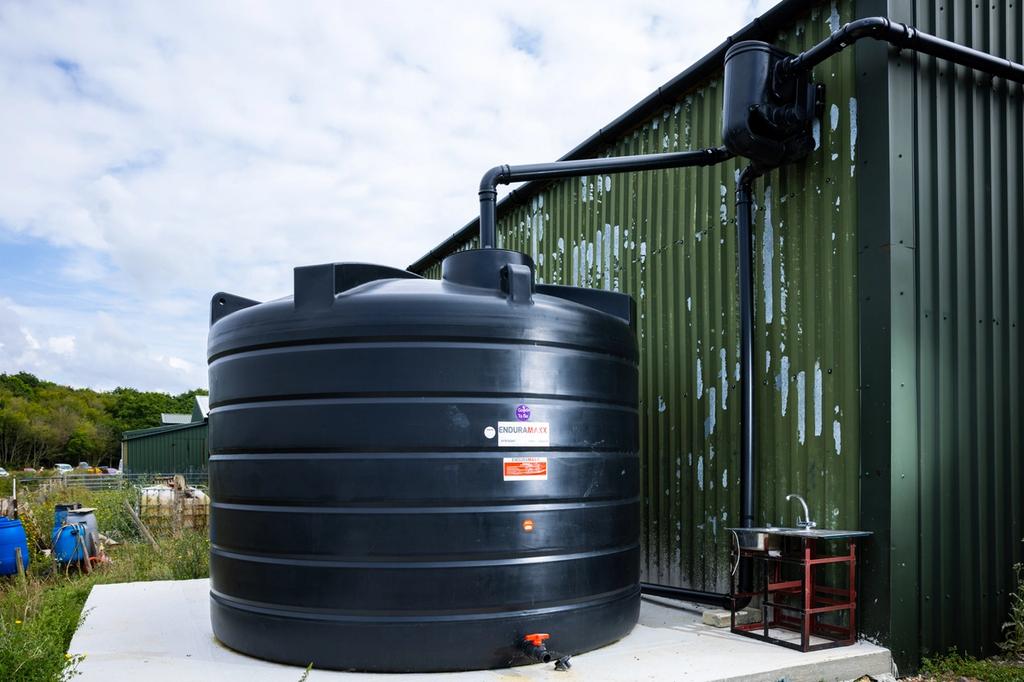 Rainwater harvesting system installed on a farm