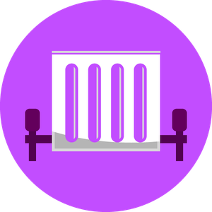 Icon of a radiator on a purple background