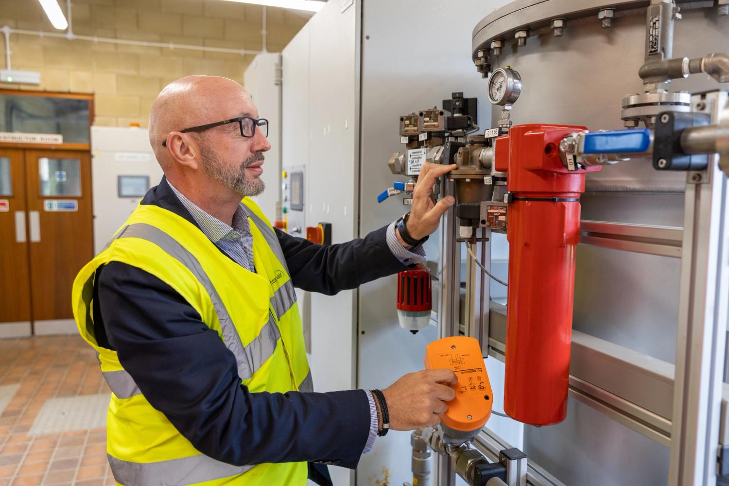 A machine is checked at a water treatment works