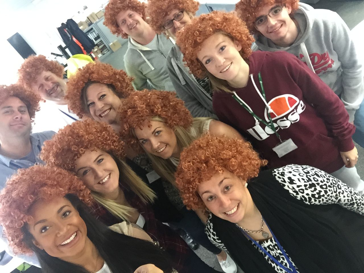 Wear a wig to work - our Morley Road teams donned these gorgeous wigs to raise money for breast cancer