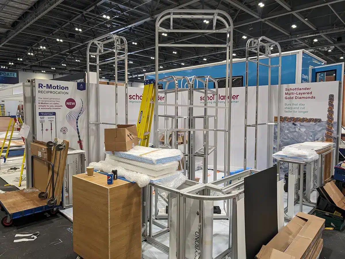 Aluminium modular exhibition stand at a professional trade show