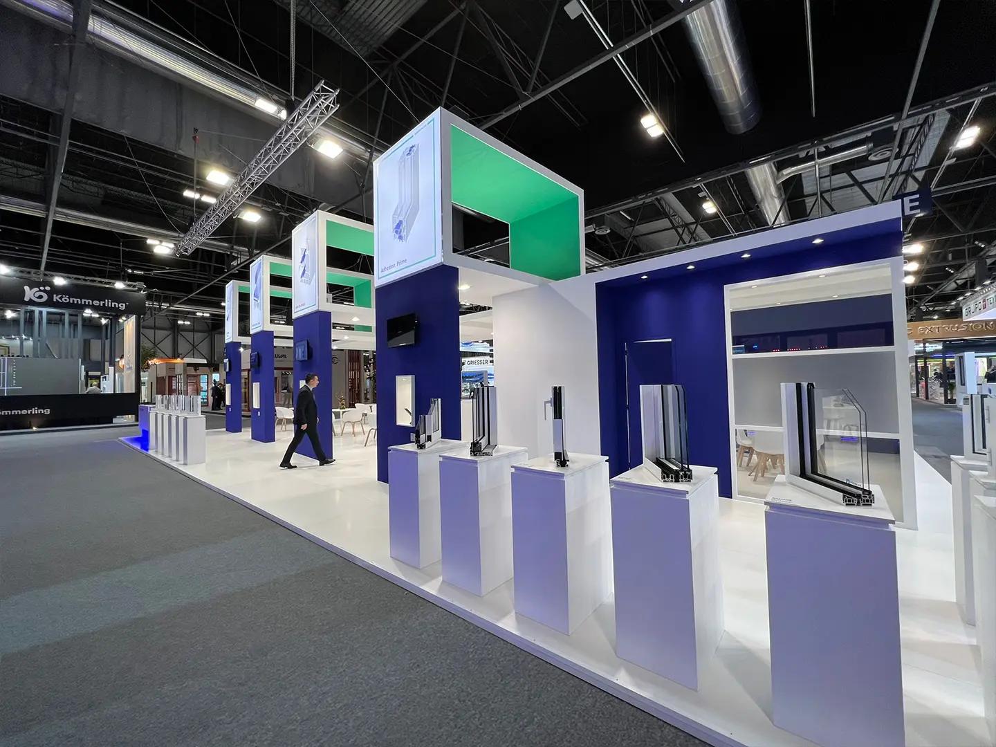 Premium industrial technology exhibition stand at Hannover Messe trade show