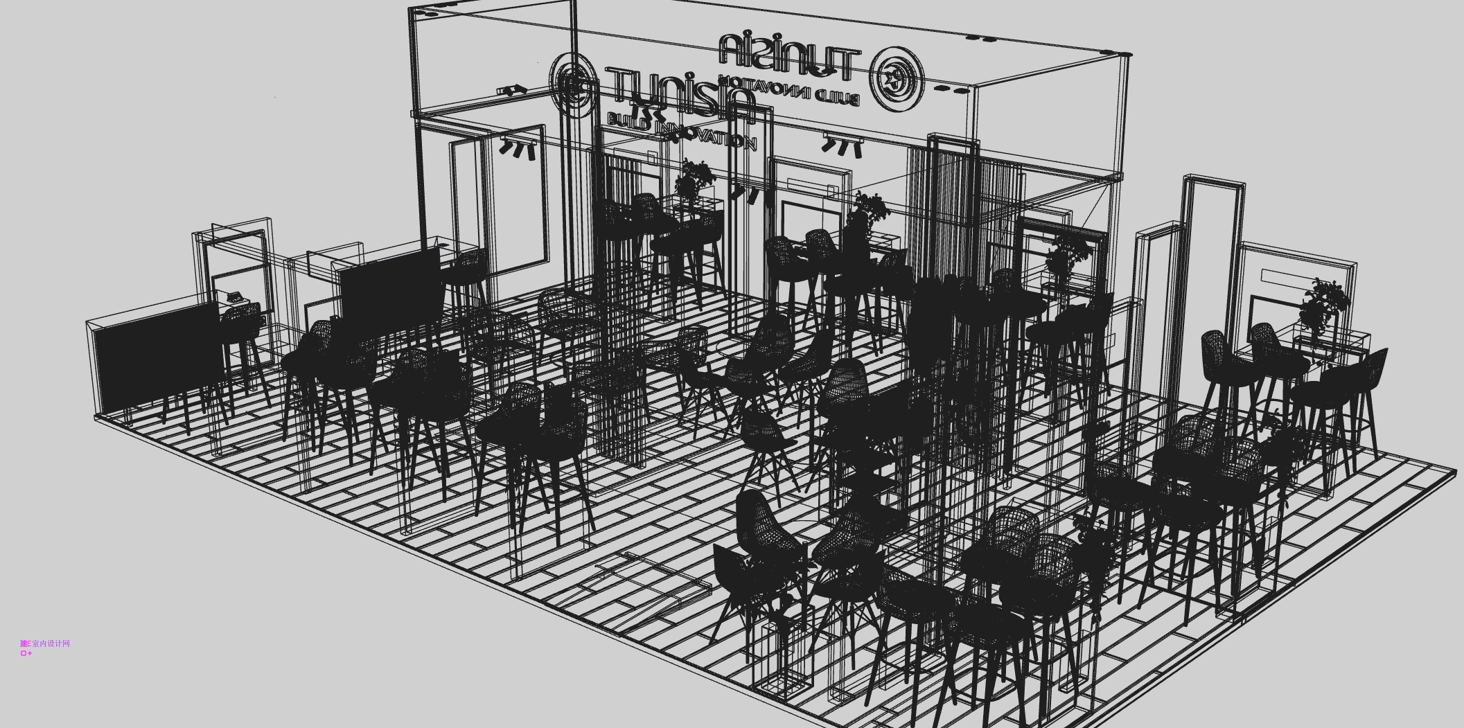 Creative exhibition stand concept sketch illustrating brand storytelling and visitor engagement.