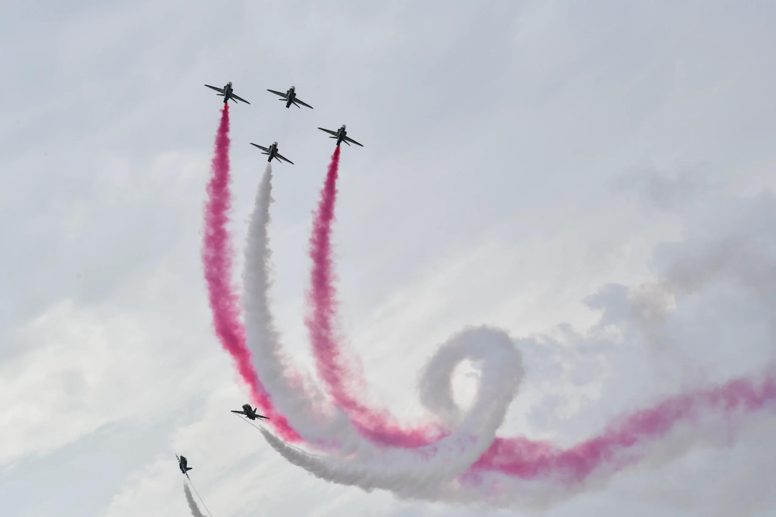Aircraft on static display in an outdoor exhibition area