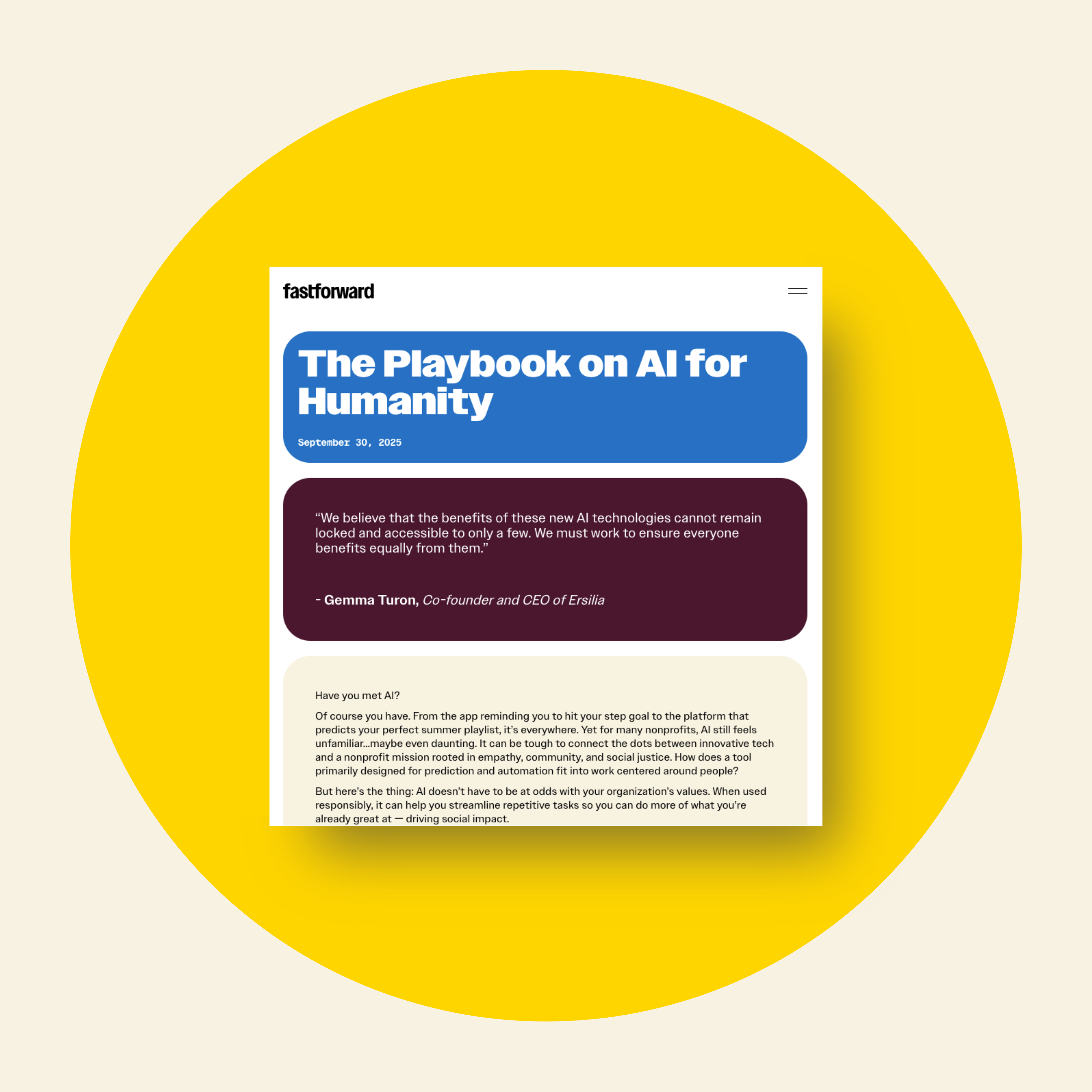 The Playbook on AI for Humanity