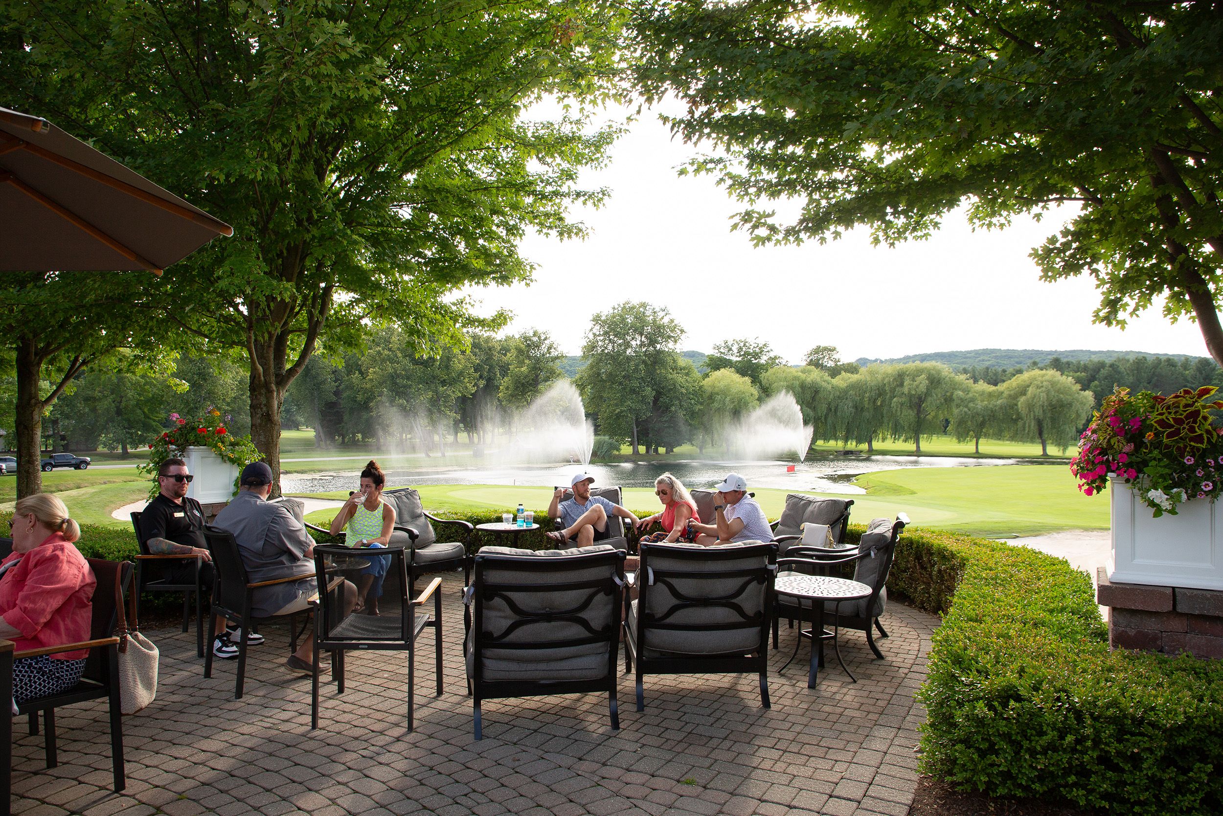 A group of people on the ross patio