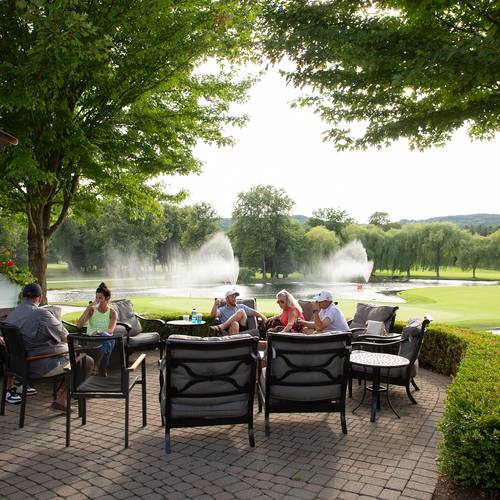 A group of people on the ross patio