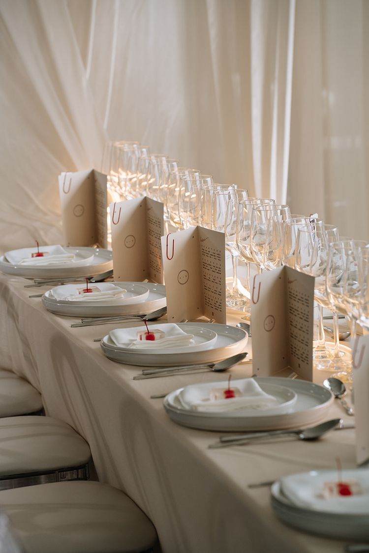 wedding menus and place settings