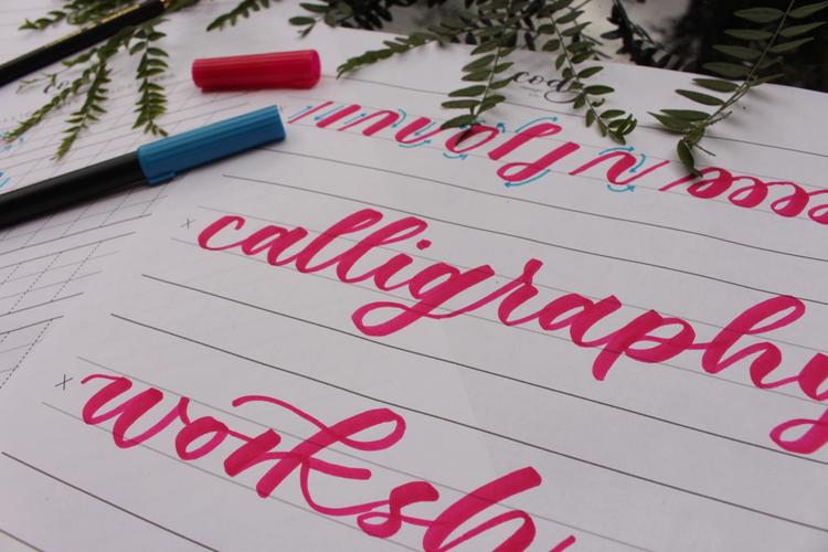 Calligraphy with guidelines