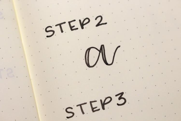 Example of step two written in a notebook