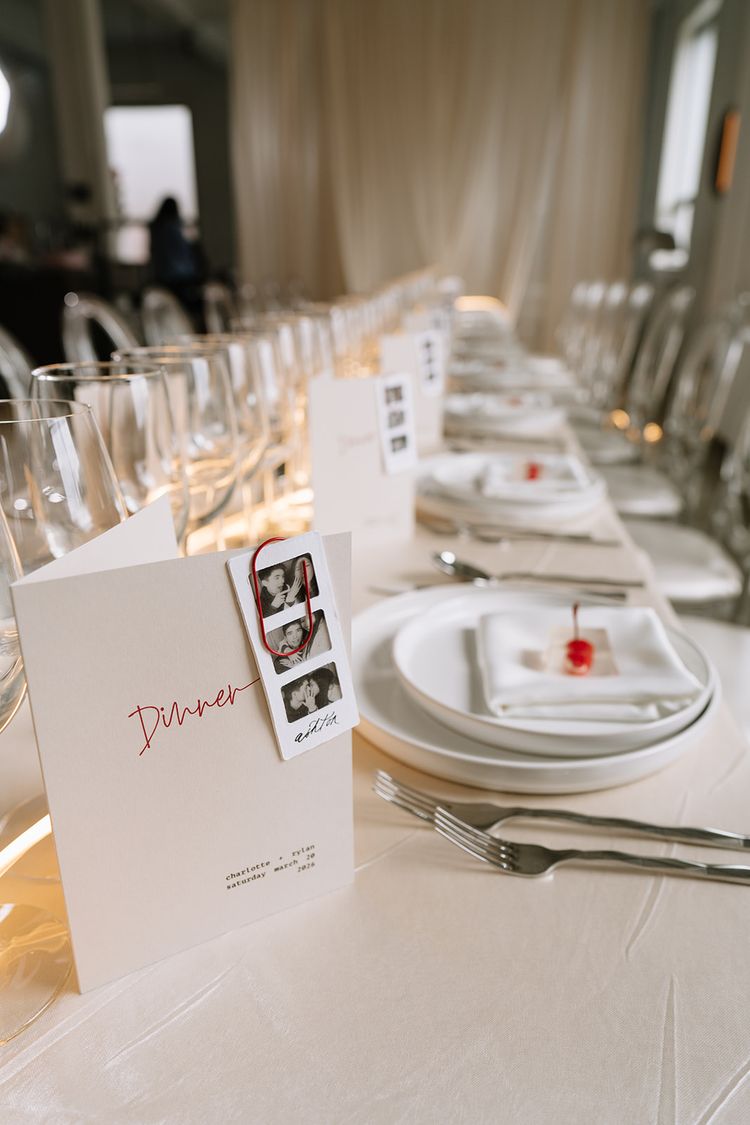wedding menu and place setting
