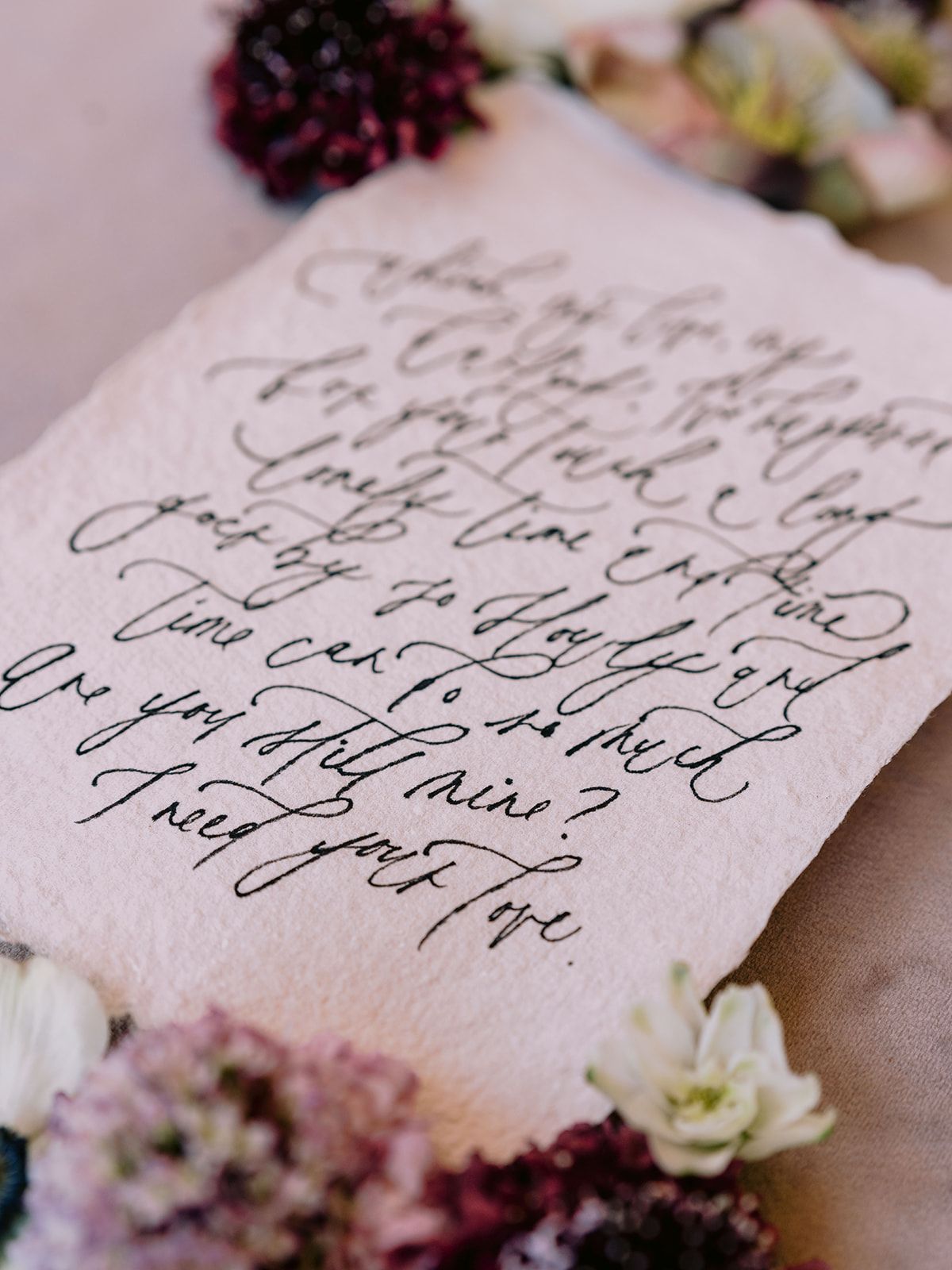 Set of handwritten calligraphy vows
