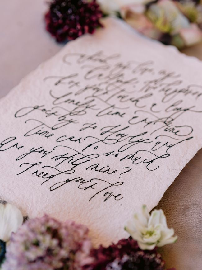 Set of handwritten calligraphy vows