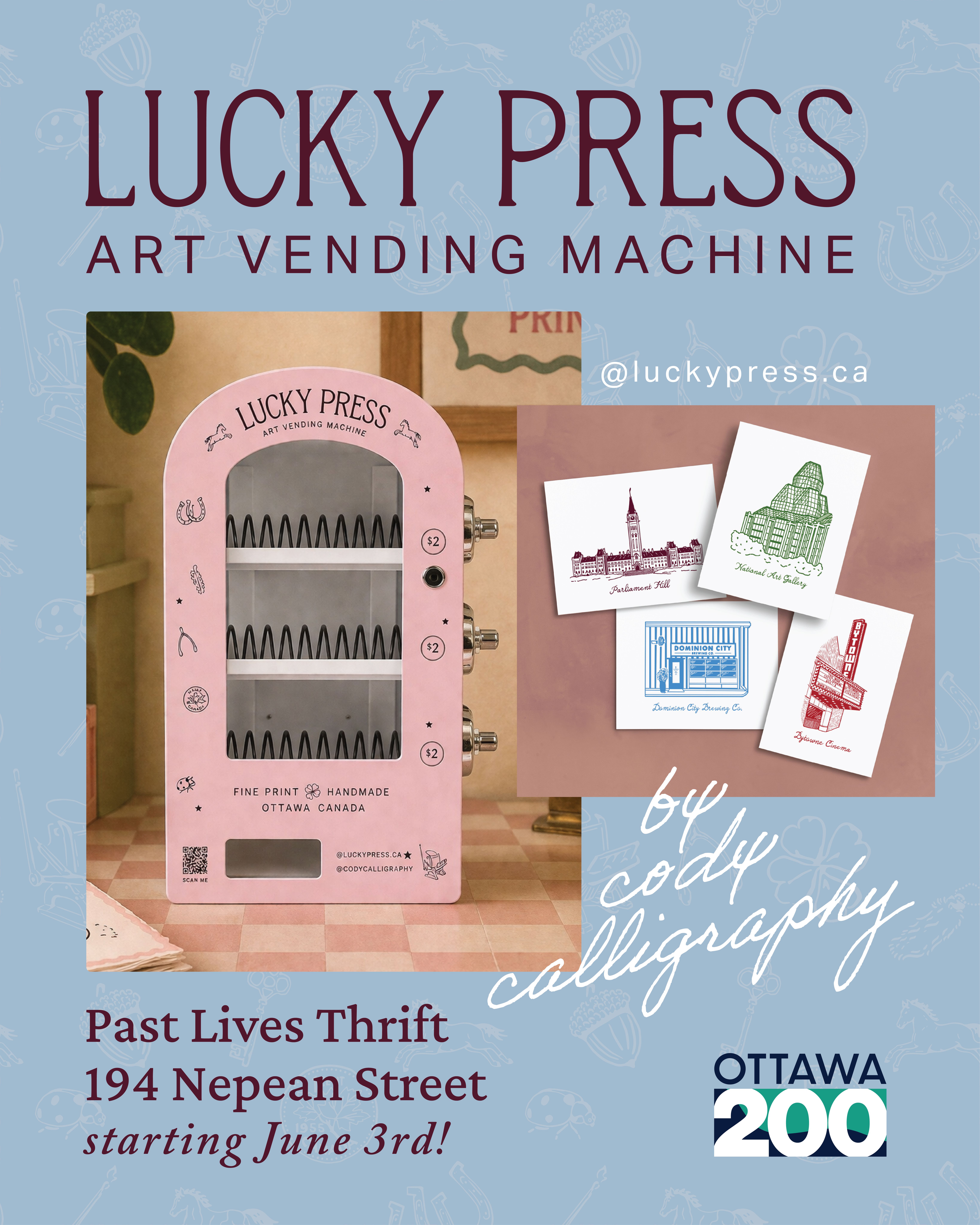 art vending machine with examples of ottawa location mini-prints