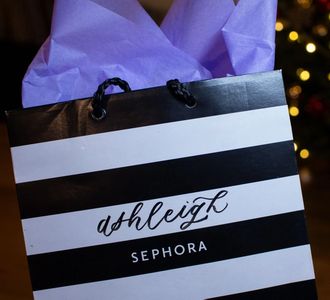 Customized Sephora bag with customer's name handwritten by a calligrapher.