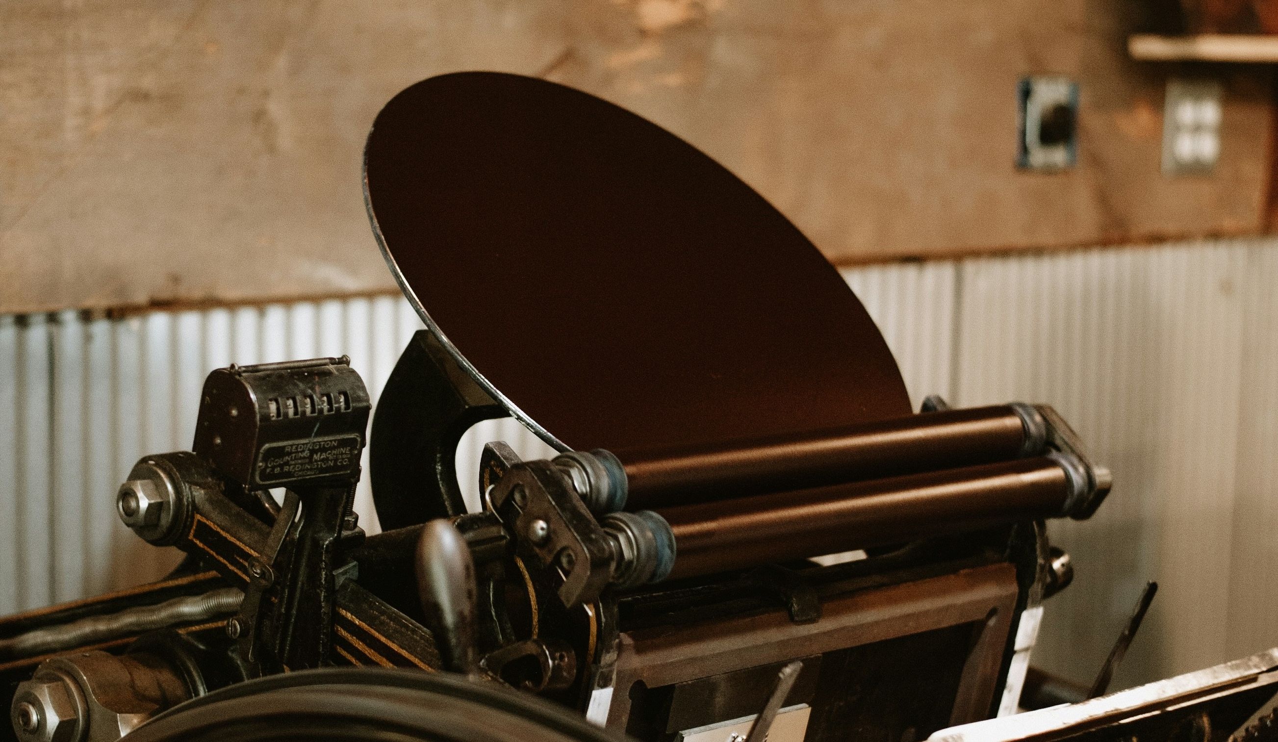 Antique Letterpress Machine inked up and ready for printmaking