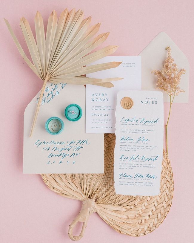 Fully customizable wedding invitation suite.