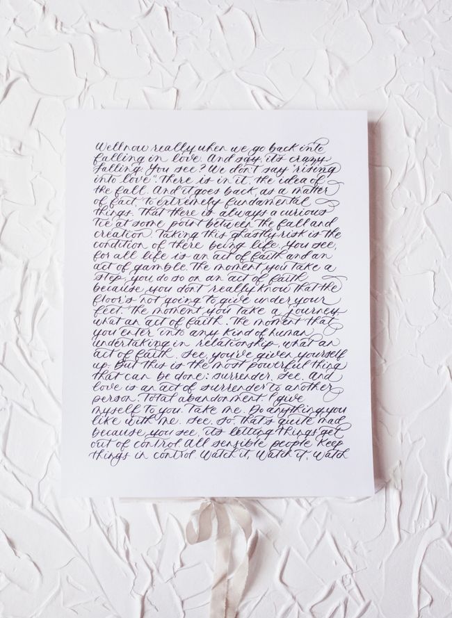 Set of handwritten calligraphy vows