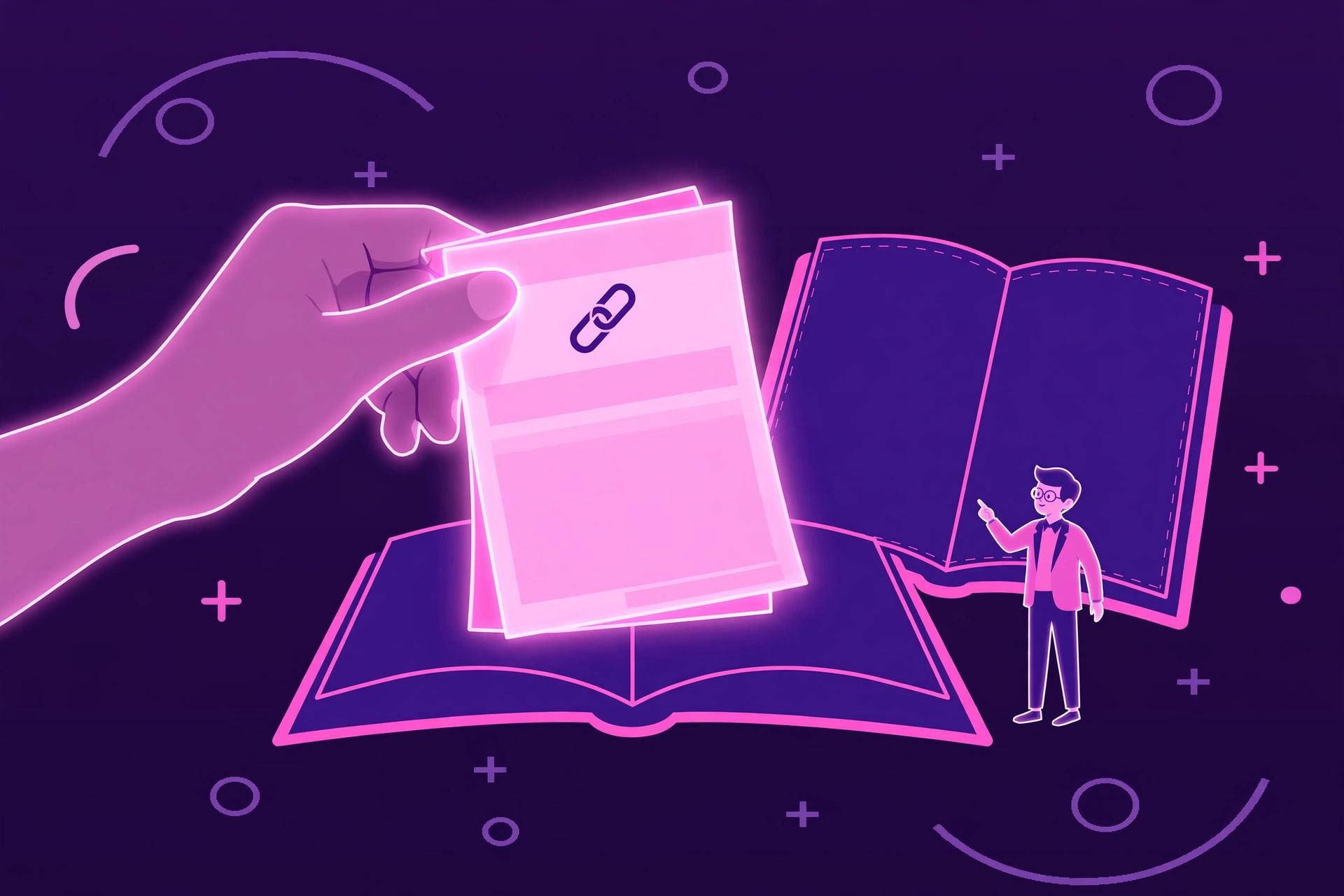 Illustration of a guest article being placed into an open publication, showing how guest posting works.