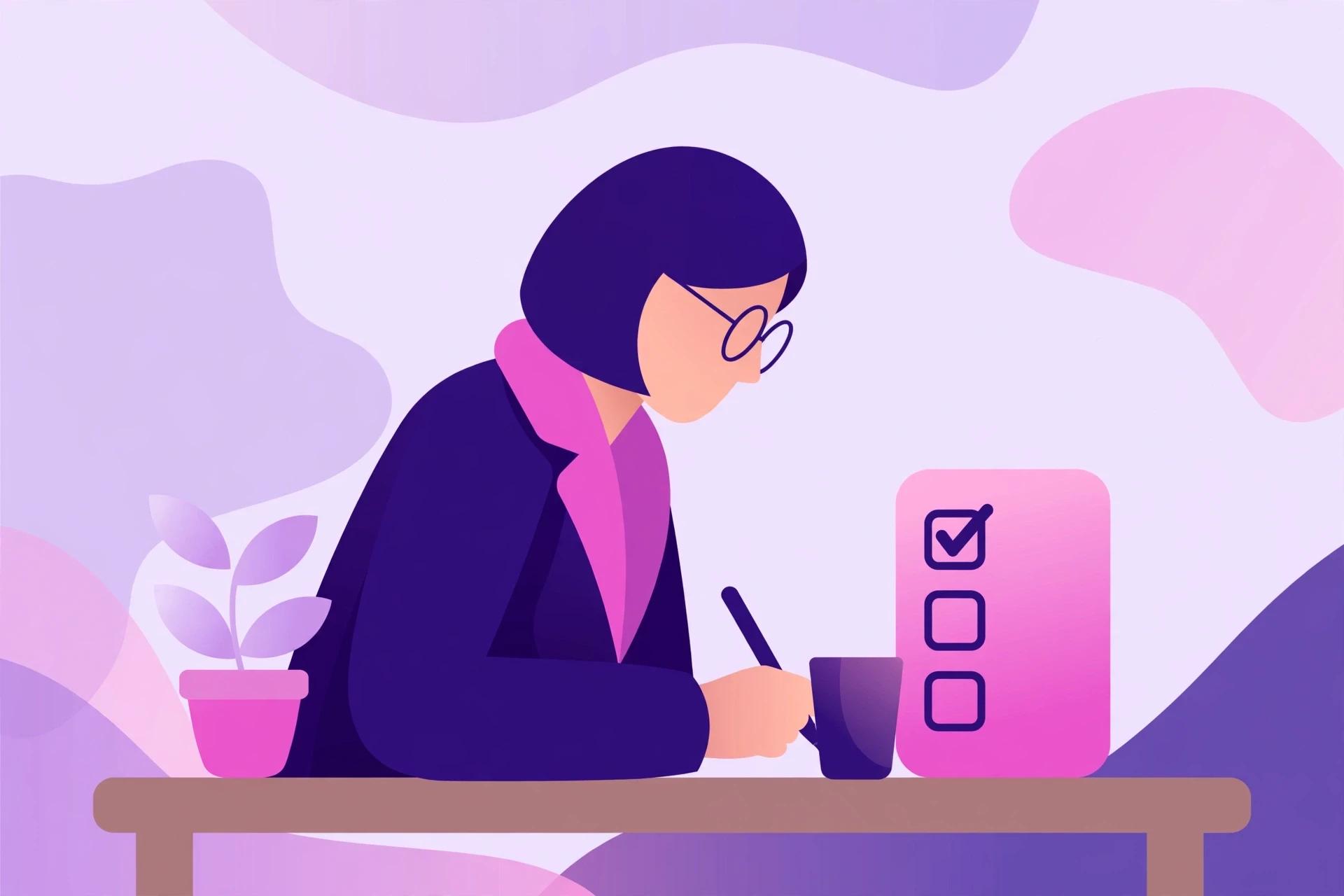 Illustration of a freelance seo specialist completing a single well-defined task.