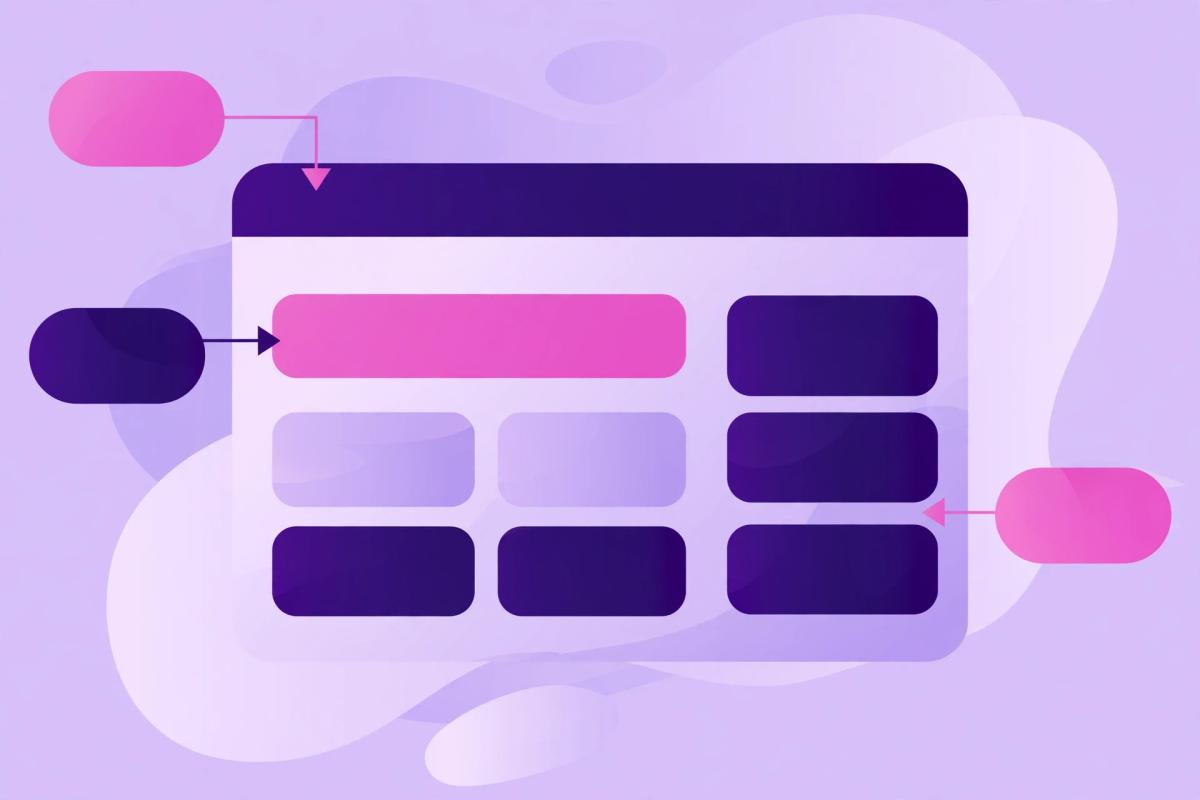 Illustration of a web page with callouts pointing at its title, headline and meta sections