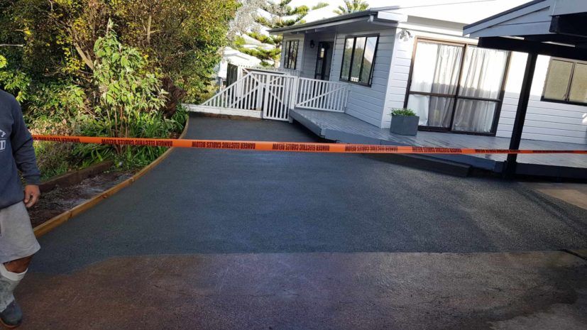 Plain finish concrete driveway
