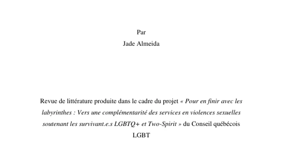 Violences sexuelles et milieu de santé en lien avec les communautés LGBTQ+ : état des lieux de recherches, enjeux et besoins