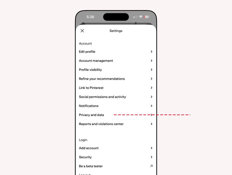 Pinterest privacy settings on phone