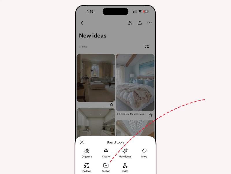 choose section for see all menu