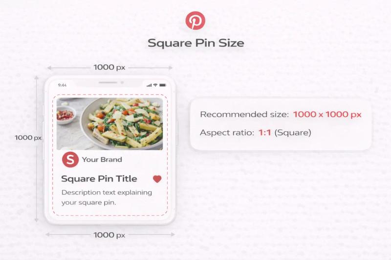 Square Pinterest pin size guide
