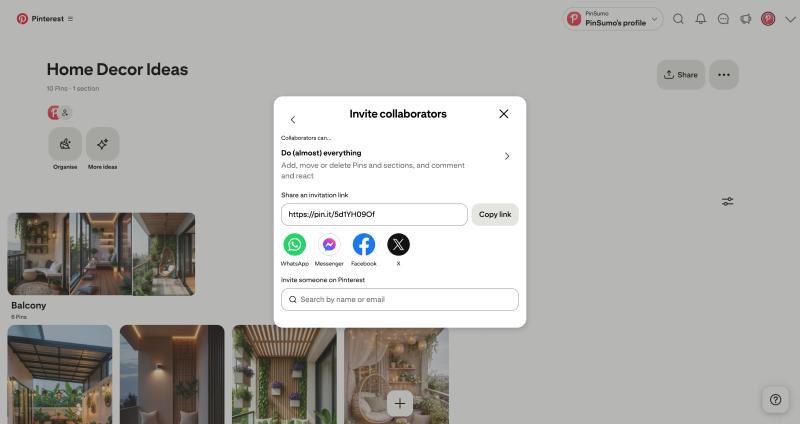 Invite people to Pinterest board