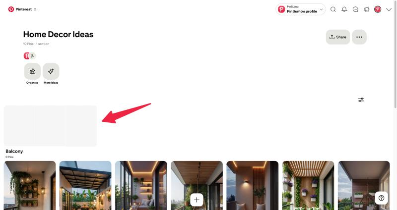 Pin board section example