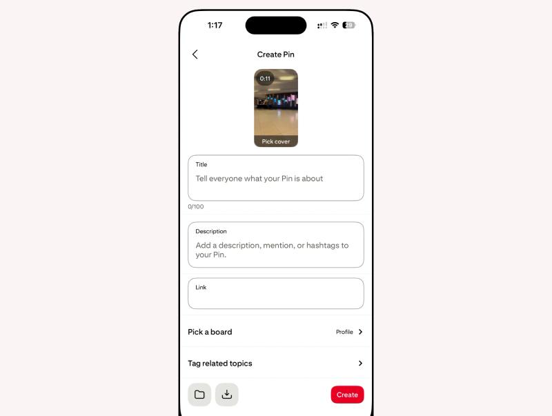 Pinterest video upload on phone