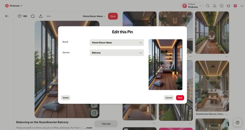 Delete Pins on PinteresT