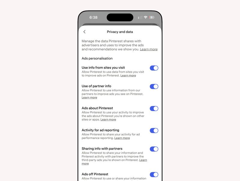 Pinterest ads personalization settings