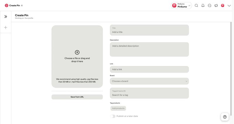 Pintrest upload video pin