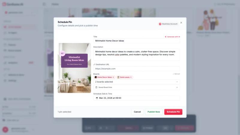 Gensumo pin scheduler