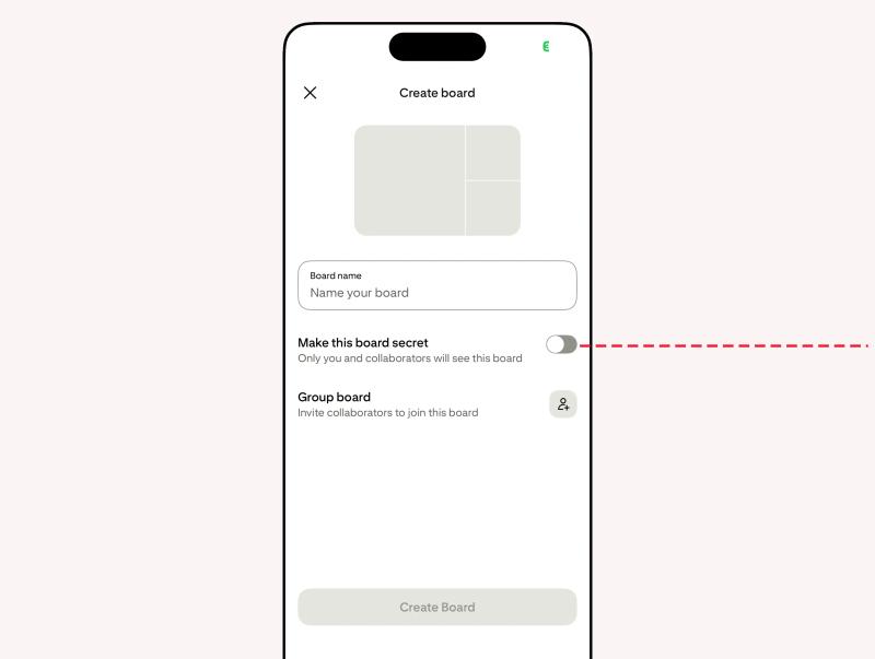 pintrest app board secret