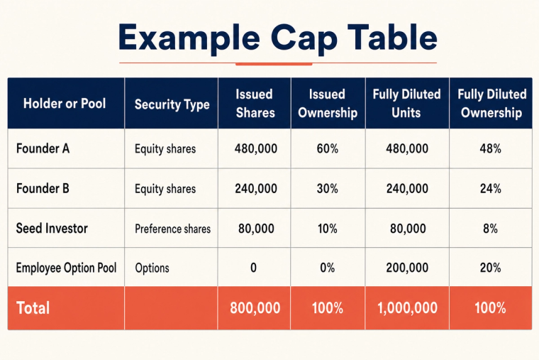 Illustrative issued and fully diluted ownership views.