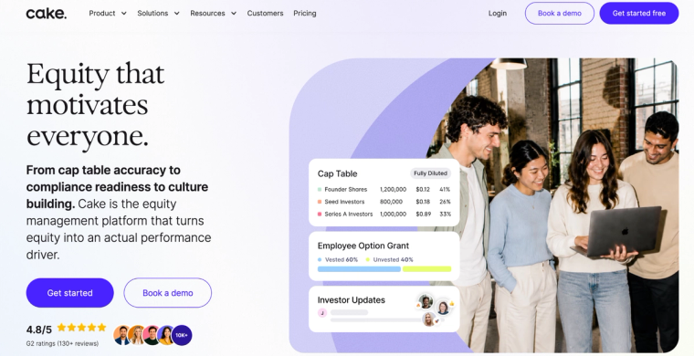 Cake equity homepage