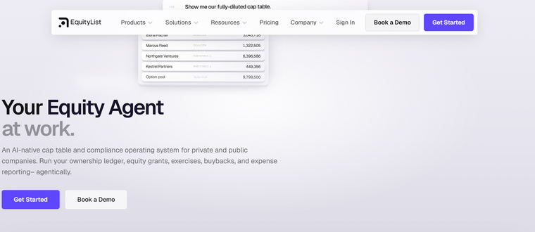 EquityList homepage