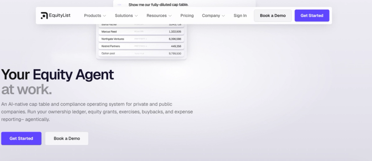 EquityList homepage