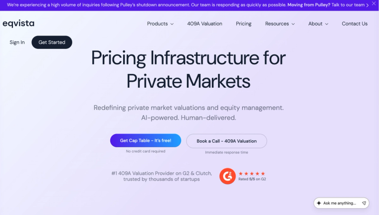 Eqvista homepage