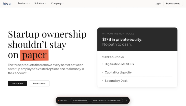 Hissa ESOP homepage