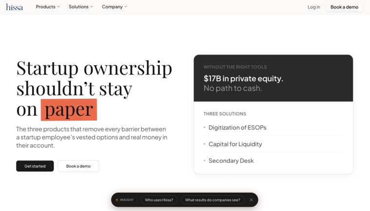 Hissa ESOP homepage