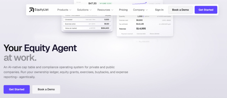 EquityList homepage