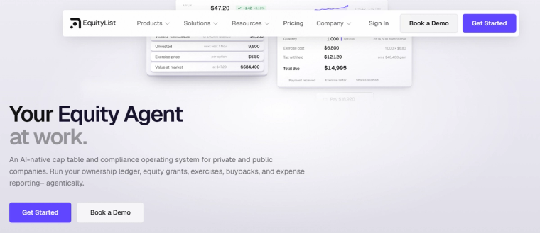 EquityList homepage