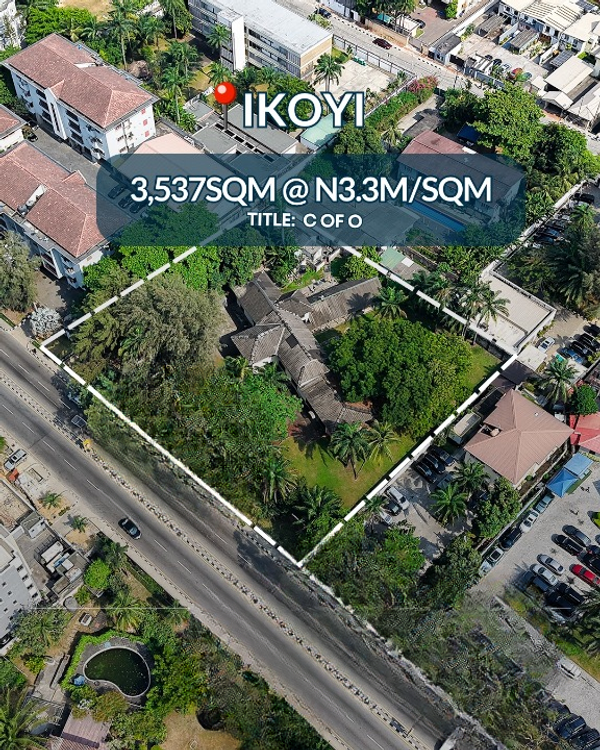 3537sqm land in a developed area (755ikoyi) in Ikoyi